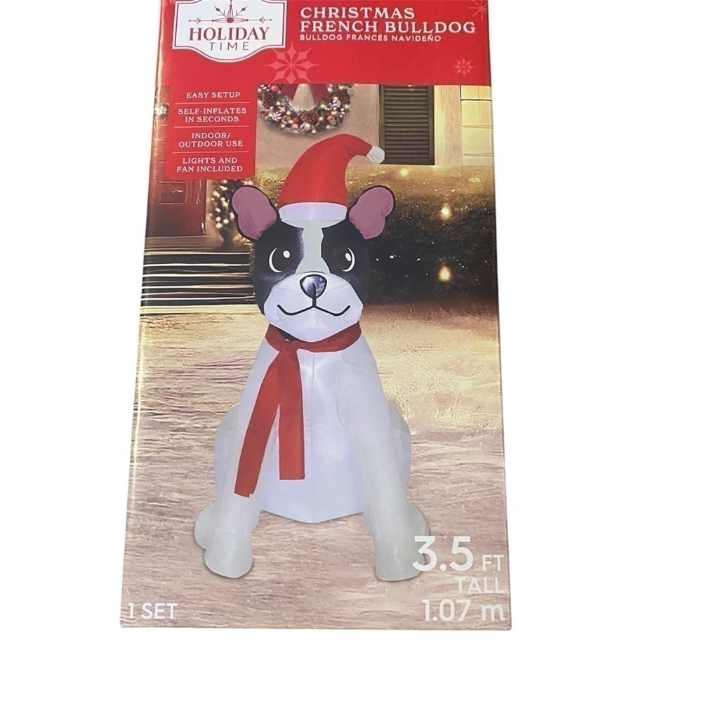 Holiday Time Christmas French Bulldog Inflatable Blow Up NEW Decoration Dog